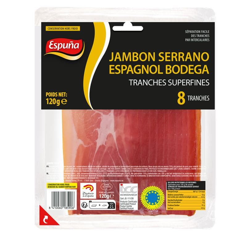 Jambon serrano bodega tranches superfines 120g (hors froid)